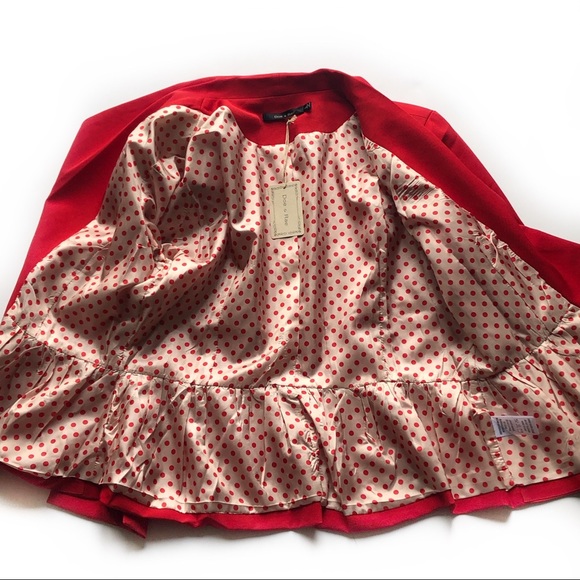 Doe & Rae Red Blazer with Polka Dot Lining Perfect for the Holidays - Picture 10 of 14